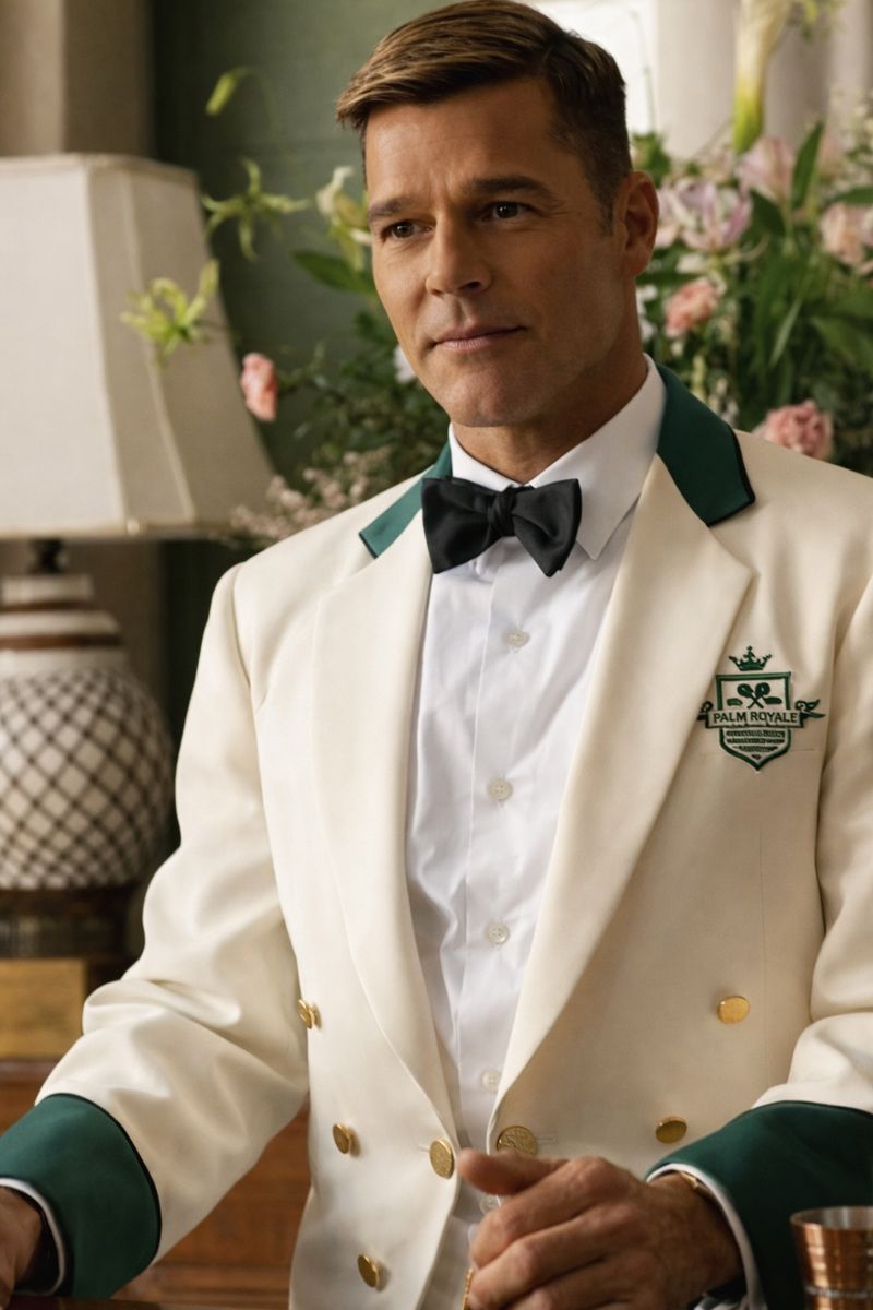 Ricky Martin Palm Royale White Crop Blazer - Image 1